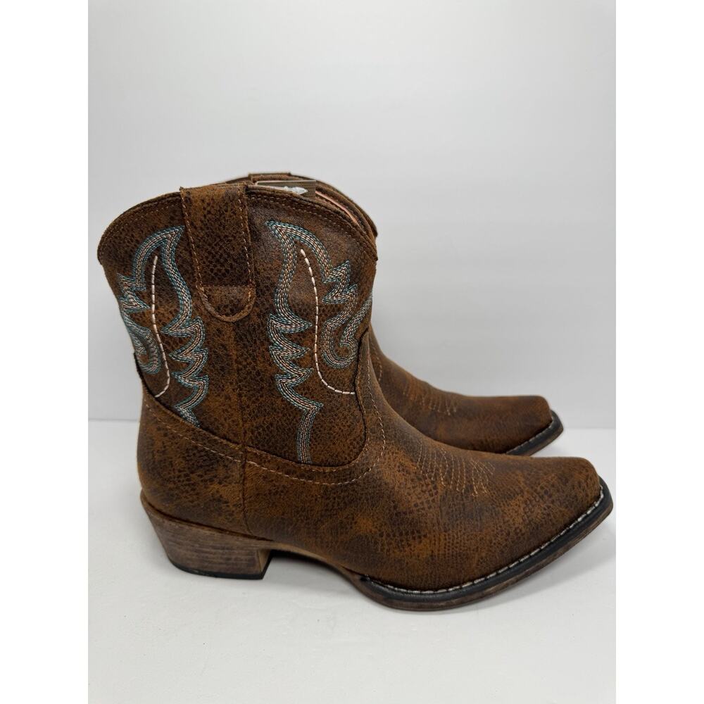 Roper Womens Cognac Faux Leather Shay Cowboy Boots 9
